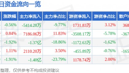 股票行情快报：利欧股份（002131）6月12日主力资金净卖出5414.28万元
