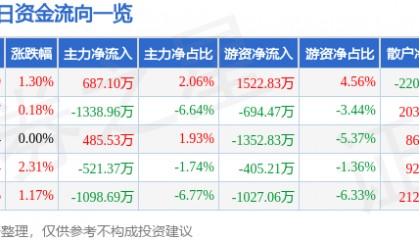 股票行情快报：超图软件（300036）8月21日主力资金净买入687.10万元