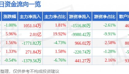 股票行情快报：康强电子（002119）9月25日主力资金净买入1051.14万元