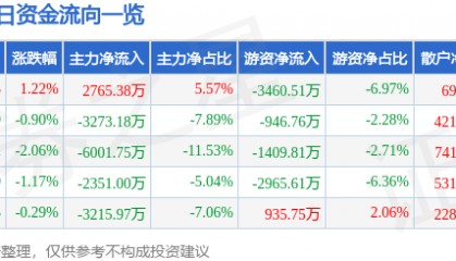 股票行情快报：利欧股份（002131）6月23日主力资金净买入2765.38万元