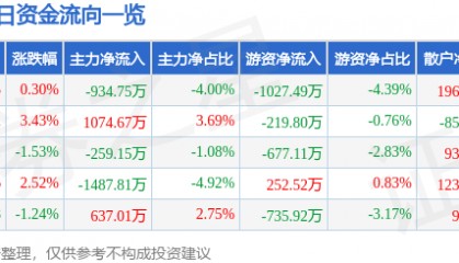 股票行情快报：尔康制药（300267）6月4日主力资金净卖出934.75万元